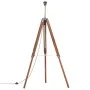 Lámpara de trípode madera maciza de teca marrón y blanco 141 cm de vidaXL, Lámparas - Ref: Foro24-288077, Precio: 98,24 €, De...