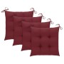 Sillas de jardín 4 uds madera teca con cojines rojo tinto de vidaXL, Sillas de jardín - Ref: Foro24-3065641, Precio: 386,29 €...