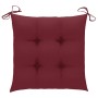 Sillas de jardín 4 uds madera teca con cojines rojo tinto de vidaXL, Sillas de jardín - Ref: Foro24-3065641, Precio: 386,29 €...