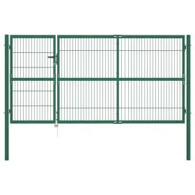 Gartenzauntor mit grünen Stahlpfosten 350x140 cm von vidaXL, Gartentore - Ref: Foro24-142571, Preis: 496,14 €, Rabatt: %