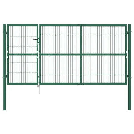 Garden fence gate with green steel posts 350x140 cm by vidaXL, garden gates - Ref: Foro24-142571, Price: 496,14 €, Discount: %