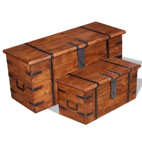 Set de baúles de almacenamiento de madera maciza 2 piezas en Baúles de almacenamiento | Comprar online en Foru.es