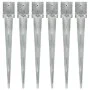 Ground spikes 6 pcs silver galvanized steel 12x12x89 cm by vidaXL, Spikes for anchoring in the ground - Ref: Foro24-145426, P...