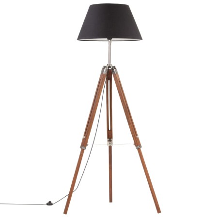 Lámpara de trípode madera maciza de teca marrón y negro 141 cm de vidaXL, Lámparas - Ref: Foro24-288079, Precio: 88,57 €, Des...