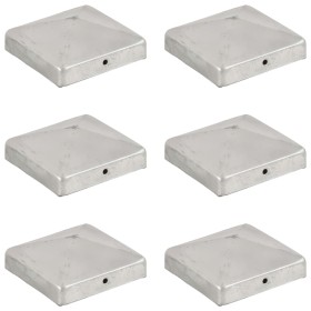 Tapas para postes de valla 6 unidades metal galvanizado 91x91mm de vidaXL, Accesorios para rejas y vallas - Ref: Foro24-14549...