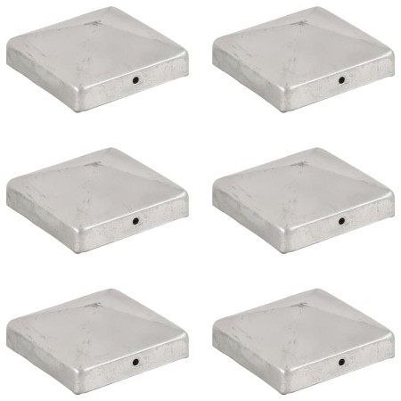 Tapas para postes de valla 6 unidades metal galvanizado 91x91mm de vidaXL, Accesorios para rejas y vallas - Ref: Foro24-14549...