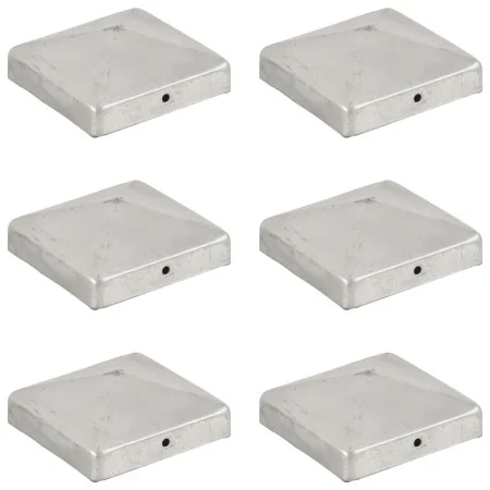 Tapas para postes de valla 6 unidades metal galvanizado 91x91mm de vidaXL, Accesorios para rejas y vallas - Ref: Foro24-14549...