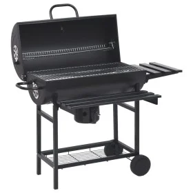 Parrilla de barril ruedas y estantes acero negro 115x85x95 cm de vidaXL, Barbacoas - Ref: Foro24-313636, Precio: 165,37 €, De...