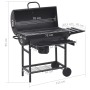 Parrilla de barril ruedas y estantes acero negro 115x85x95 cm de vidaXL, Barbacoas - Ref: Foro24-313636, Precio: 174,82 €, De...