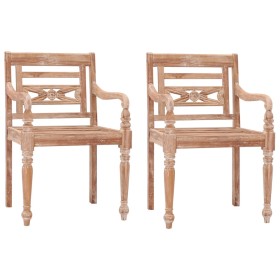 Sillas Batavia 2 unidades madera maciza de teca blanqueada de vidaXL, Sillas de jardín - Ref: Foro24-316034, Precio: 226,68 €...