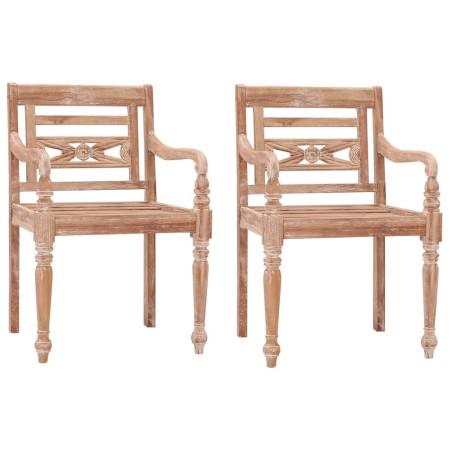 Sillas Batavia 2 unidades madera maciza de teca blanqueada de vidaXL, Sillas de jardín - Ref: Foro24-316034, Precio: 226,68 €...