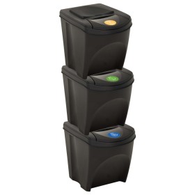 Cubos de basura apilables 3 piezas gris antracita 75 L de vidaXL, Cubos de la basura y papeleras - Ref: Foro24-316184, Precio...