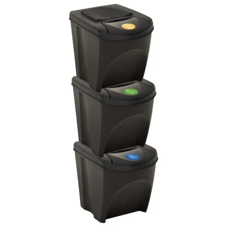 Cubos de basura apilables 3 piezas gris antracita 75 L de vidaXL, Cubos de la basura y papeleras - Ref: Foro24-316184, Precio...