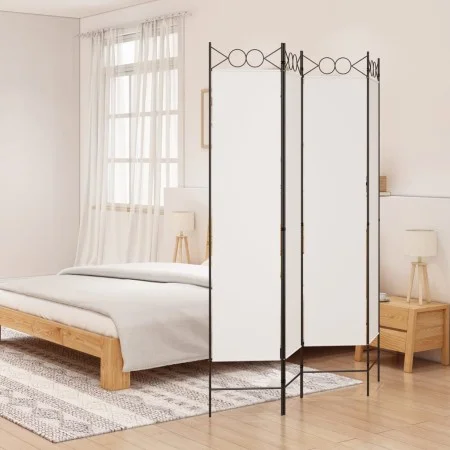 Biombo divisor de 4 paneles de tela blanco 160x200 cm de vidaXL, Divisores de ambientes - Ref: Foro24-350150, Precio: 43,31 €...