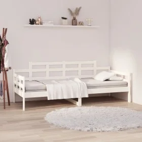 Sofá cama madera maciza de pino blanco 90x200 cm de vidaXL, Camas y somieres - Ref: Foro24-820328, Precio: 114,99 €, Descuent...