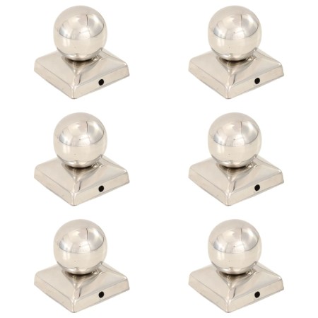 Tapas para postes 6 uds acero inoxidable globo final 71x71 mm de vidaXL, Accesorios para rejas y vallas - Ref: Foro24-145493,...