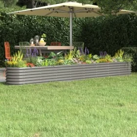 Gray powder coated steel flower bed planter 332x40x36 cm by vidaXL, Pots and planters - Ref: Foro24-318884, Price: 71,80 €, D...