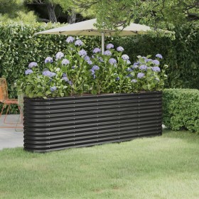 Jardinera arriate acero recubierto polvo antracita 224x40x68 cm de vidaXL, Maceteros y jardineras - Ref: Foro24-318901, Preci...