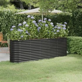 Jardinera arriate acero recubierto polvo antracita 224x40x68 cm de vidaXL, Maceteros y jardineras - Ref: Foro24-318901, Preci...