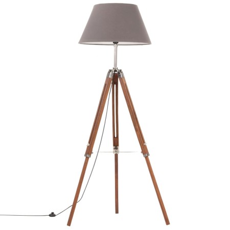 Lámpara de trípode madera maciza de teca marrón y gris 141 cm de vidaXL, Lámparas - Ref: Foro24-288078, Precio: 85,85 €, Desc...