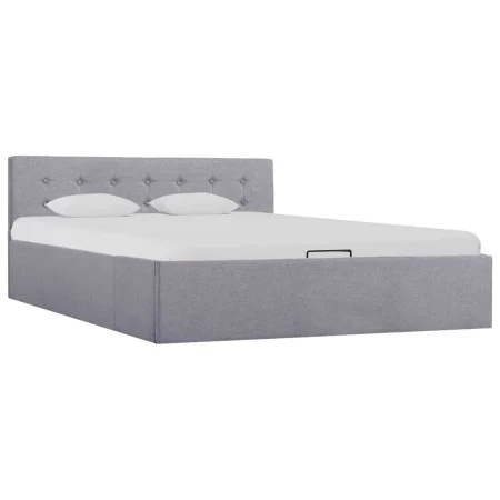 Cama hidráulica con almacenaje y LED tela gris claro 140x200 cm de vidaXL, Camas y somieres - Ref: Foro24-285579, Precio: 366...