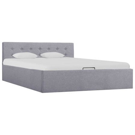 Cama hidráulica con almacenaje y LED tela gris claro 140x200 cm de vidaXL, Camas y somieres - Ref: Foro24-285579, Precio: 342...