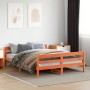 Estructura cama con cabecero madera pino marrón cera 120x200 cm de vidaXL, Camas y somieres - Ref: Foro24-842793, Precio: 124...