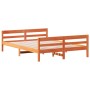 Estructura cama con cabecero madera pino marrón cera 120x200 cm de vidaXL, Camas y somieres - Ref: Foro24-842793, Precio: 124...