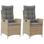 Sillones reclinables jardín y cojines beige mix 2 uds ratán PE de vidaXL, Sillas de jardín - Ref: Foro24-365269, Precio: 228,...