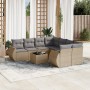 Set de sofás de jardín 9 pzas con cojines ratán sintético beige en Conjuntos de jardín | Comprar online en Foru.es