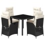 Set de muebles jardín 5 pzas con cojines ratán sintético negro de vidaXL, Conjuntos de jardín - Ref: Foro24-3213315, Precio: ...
