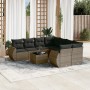 Set de muebles de jardín 9 pzas y cojines ratán sintético gris en Conjuntos de jardín | Comprar online en Foru.es