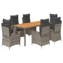 Set comedor jardín 7 pzas y cojines ratán sintético gris de vidaXL, Conjuntos de jardín - Ref: Foro24-3213109, Precio: 897,65...