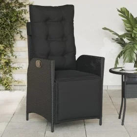 Sillón reclinable de jardín con reposapiés ratán PE negro de vidaXL, Sillas de jardín - Ref: Foro24-365281, Precio: 139,03 €,...