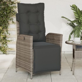 Sillón reclinable de jardín con reposapiés ratán sintético gris de vidaXL, Sillas de jardín - Ref: Foro24-365283, Precio: 120...