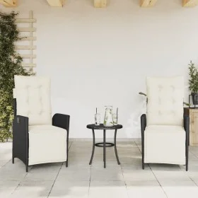 Sillones reclinables jardín con reposapiés 2 uds ratán PE negro de vidaXL, Sillas de jardín - Ref: Foro24-365288, Precio: 260...