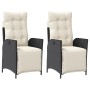 Sillones reclinables jardín con reposapiés 2 uds ratán PE negro de vidaXL, Sillas de jardín - Ref: Foro24-365288, Precio: 228...