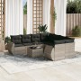 Set muebles jardín 9 pzas y cojines ratán sintético gris claro en Conjuntos de jardín | Comprar online en Foru.es