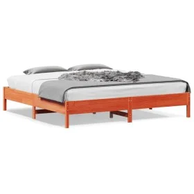 Estructura de cama madera maciza pino marrón cera 180x200 cm de vidaXL, Camas y somieres - Ref: Foro24-842689, Precio: 118,70...