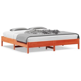 Estructura de cama madera maciza pino marrón cera 180x200 cm de vidaXL, Camas y somieres - Ref: Foro24-842689, Precio: 120,41...