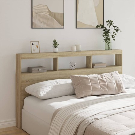 Cabecero de cama con LED roble Sonoma 180x17x102 cm de vidaXL, Cabeceros y pies de cama - Ref: Foro24-839212, Precio: 116,87 ...