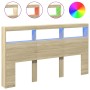 Cabecero de cama con LED roble Sonoma 180x17x102 cm de vidaXL, Cabeceros y pies de cama - Ref: Foro24-839212, Precio: 116,87 ...