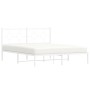 Estructura de cama de metal con cabecero blanca 150x200 cm de vidaXL, Camas y somieres - Ref: Foro24-376277, Precio: 103,30 €...