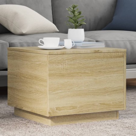 Mesa de centro con luces LED roble Sonoma 50x50x40 cm de vidaXL, Mesas de centro - Ref: Foro24-839870, Precio: 46,66 €, Descu...