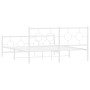 Estructura cama metal con cabecero y estribo blanco 160x200 cm de vidaXL, Camas y somieres - Ref: Foro24-376296, Precio: 117,...