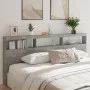 Concrete gray headboard with LED light 220x17x102 cm by vidaXL, Headboards and footboards - Ref: Foro24-839227, Price: 100,58...