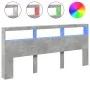 Concrete gray headboard with LED light 220x17x102 cm by vidaXL, Headboards and footboards - Ref: Foro24-839227, Price: 100,58...