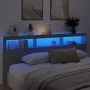 Cabecero de cama con luz LED gris hormigón 220x17x102 cm de vidaXL, Cabeceros y pies de cama - Ref: Foro24-839227, Precio: 10...