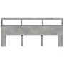 Cabecero de cama con luz LED gris hormigón 220x17x102 cm de vidaXL, Cabeceros y pies de cama - Ref: Foro24-839227, Precio: 10...