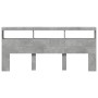 Cabecero de cama con luz LED gris hormigón 220x17x102 cm de vidaXL, Cabeceros y pies de cama - Ref: Foro24-839227, Precio: 10...